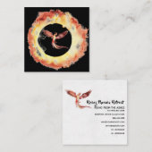 *~*オレンジ色の赤の炎のフェニックスリングや輪（火の黒） スクエア名刺 (正面/裏面)