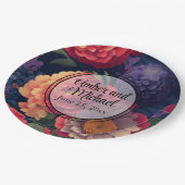 オレンジ色の赤紫のフローラエレガント書 ペーパープレート (アングル)