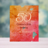 オレンジ色の赤50誕生日アニバーサリー追加の日付p アクリルサイン (ニュートラル)
