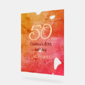 オレンジ色の赤50誕生日アニバーサリー追加の日付p アクリルサイン (傾斜)