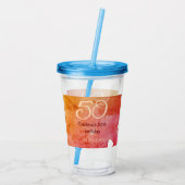オレンジ色の赤50誕生日アニバーサリー追加の日付p アクリルタンブラー (裏面)