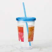 オレンジ色の赤50誕生日アニバーサリー追加の日付p アクリルタンブラー (左)