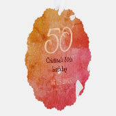 オレンジ色の赤50誕生日アニバーサリー追加の日付p オーナメントカード (右)