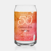 オレンジ色の赤50誕生日アニバーサリー追加の日付p ガラス缶 (裏面)