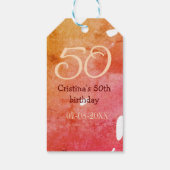 オレンジ色の赤50誕生日アニバーサリー追加の日付p ギフトタグ (裏面)