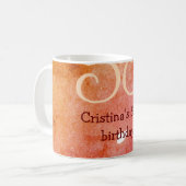 オレンジ色の赤50誕生日アニバーサリー追加の日付p コーヒーマグカップ (正面左)