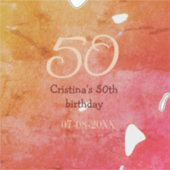 オレンジ色の赤50誕生日アニバーサリー追加の日付p シール (正面)