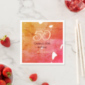 オレンジ色の赤50誕生日アニバーサリー追加の日付p スタンダードカクテルナプキン (インサイチュ)