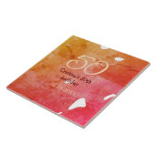 オレンジ色の赤50誕生日アニバーサリー追加の日付p タイル (側面)