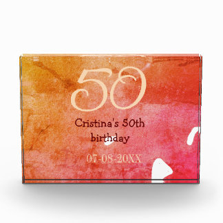 オレンジ色の赤50誕生日アニバーサリー追加の日付p フォトブロック