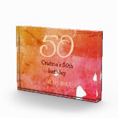 オレンジ色の赤50誕生日アニバーサリー追加の日付p フォトブロック (右)