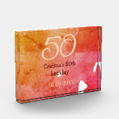 オレンジ色の赤50誕生日アニバーサリー追加の日付p フォトブロック (左)
