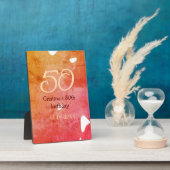 オレンジ色の赤50誕生日アニバーサリー追加の日付p フォトプラーク (側面)