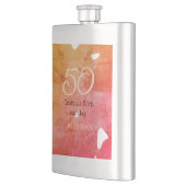 オレンジ色の赤50誕生日アニバーサリー追加の日付p フラスク (左)