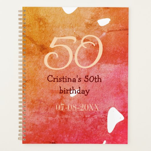 オレンジ色の赤50誕生日アニバーサリー追加の日付p プランナー手帳 (正面)