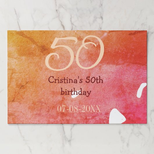 オレンジ色の赤50誕生日アニバーサリー追加の日付p ペーパーパッド (正面)