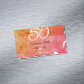 オレンジ色の赤50誕生日アニバーサリー追加の日付p マグネット名刺 (インサイチュ)