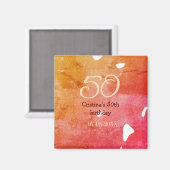 オレンジ色の赤50誕生日アニバーサリー追加の日付p マグネット (正面/裏面)