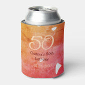 オレンジ色の赤50誕生日アニバーサリー追加の日付p 缶クーラー (缶正面)