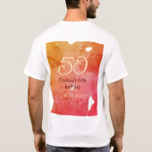 オレンジ色の赤50誕生日アニバーサリー追加の日付p tシャツ (裏面)