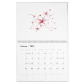 オレンジ色の赤、シアン、マゼンタのドット カレンダー (2月 2026)