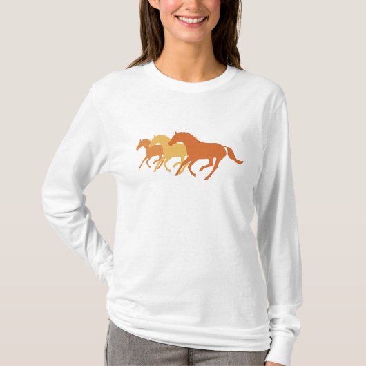 オレンジ色の走る馬 Tシャツ (正面)
