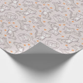 オレンジ色の足跡を持つキュートなニュートラルなジャングル動物 ラッピングペーパー (角)