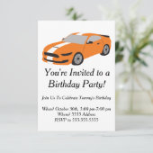 オレンジ色の車の少年/男性向け誕生日カード 招待状 (スタンド正面)