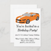 オレンジ色の車の少年/男性向け誕生日カード 招待状 (正面/裏面)