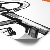 オレンジ色の車輪を持つかわいい自転車。水彩の手  ポスター (角)