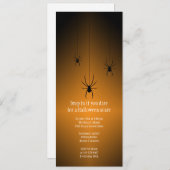 オレンジ色の輝きの黒のくものハロウィンの招待カード 招待状 (正面/裏面)