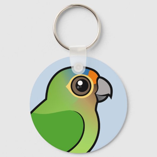 オレンジ色の辺形のインコ キーホルダー (正面)