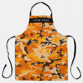 オレンジ色の迷彩自分の名前をパーソナライズ エプロン (正面)