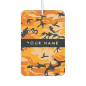 オレンジ色の迷彩自分の名前をパーソナライズ カーエアーフレッシュナー (正面)