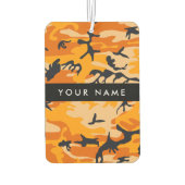 オレンジ色の迷彩自分の名前をパーソナライズ カーエアーフレッシュナー (裏面)