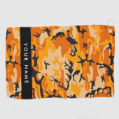 オレンジ色の迷彩自分の名前をパーソナライズ ゴルフタオル (横)