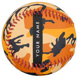 オレンジ色の迷彩自分の名前をパーソナライズ ソフトボール
