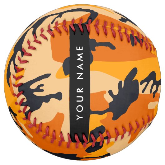 オレンジ色の迷彩自分の名前をパーソナライズ ソフトボール (正面左)