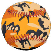 オレンジ色の迷彩自分の名前をパーソナライズ ソフトボール (裏面)