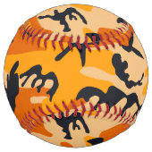 オレンジ色の迷彩自分の名前をパーソナライズ ソフトボール (正面)