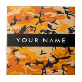 オレンジ色の迷彩自分の名前をパーソナライズ タイル (正面)