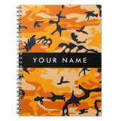 オレンジ色の迷彩自分の名前をパーソナライズ ノートブック (正面)
