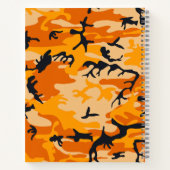 オレンジ色の迷彩自分の名前をパーソナライズ ノートブック (裏面)