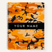 オレンジ色の迷彩自分の名前をパーソナライズ ノートブック (正面)