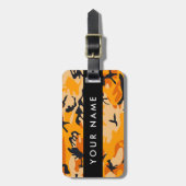 オレンジ色の迷彩自分の名前をパーソナライズ ラゲッジタグ (正面縦)