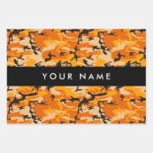 オレンジ色の迷彩自分の名前をパーソナライズ ラッピングペーパーシート (正面)