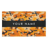 オレンジ色の迷彩自分の名前をパーソナライズ 名札 (正面)