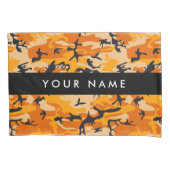 オレンジ色の迷彩自分の名前をパーソナライズ 枕カバー (正面)