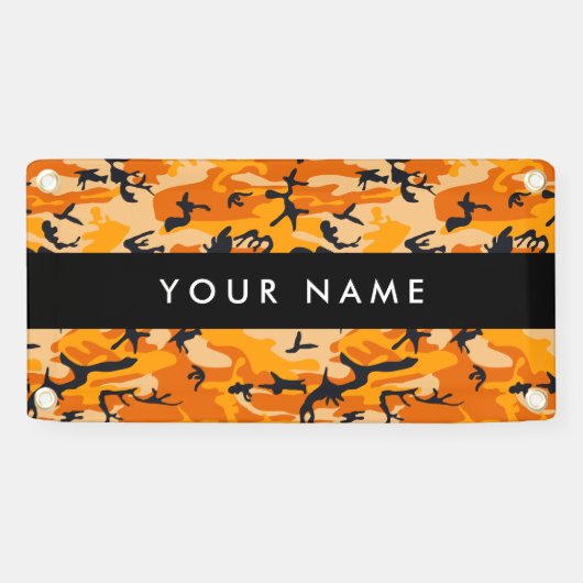 オレンジ色の迷彩自分の名前をパーソナライズ 横断幕 (横)