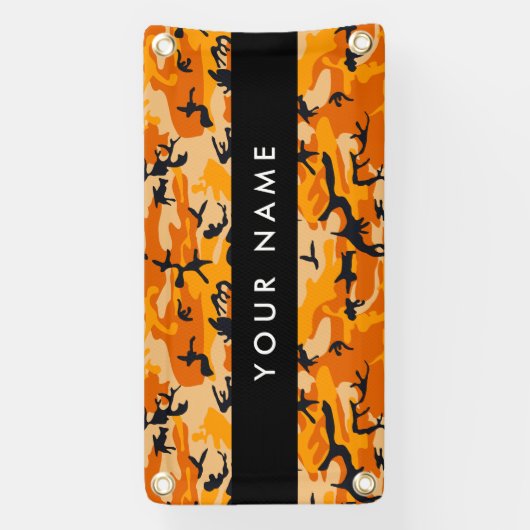 オレンジ色の迷彩自分の名前をパーソナライズ 横断幕 (縦)